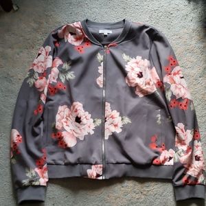 A Dip of Darling XL Floral Bomber Jacket